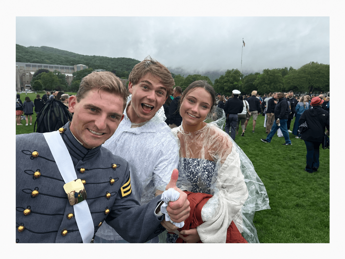 Luke with his brother Christian and girlfriend Caroline at Christian's West Point graduation